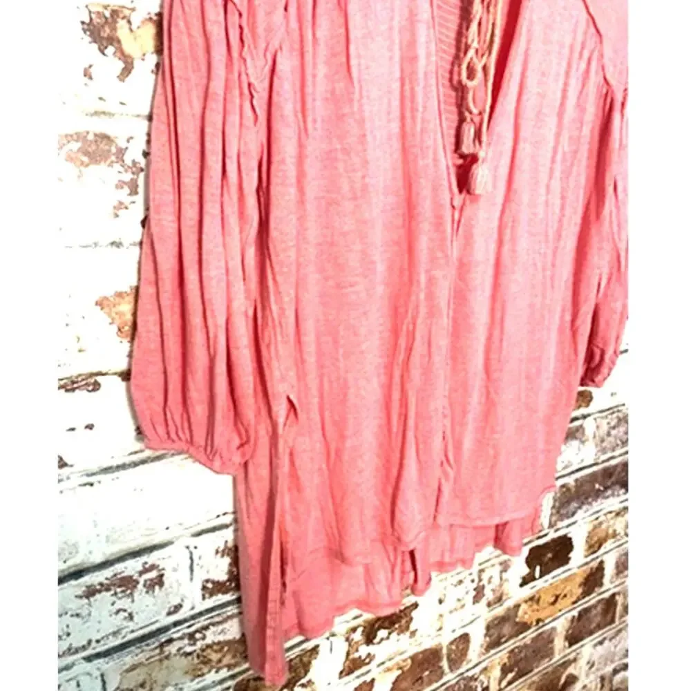 Free People We The Free Flowing Lightweight Linen Blend Tassel Peasant Blouse